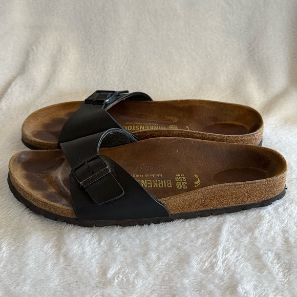 Birkenstock Black Brown Leather Cross Strap Sandals Women’s Size 39 (8-8.5) - Picture 5 of 10